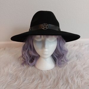 Killstar Omen Sigil Fedora Hat with Gunmetal Pentagram Accent